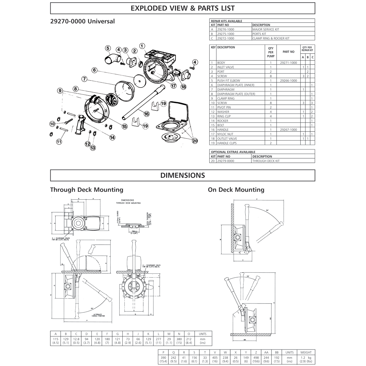 Amazon Universal Manual Diaphragm Pump - Jabsco | Fisheries ...