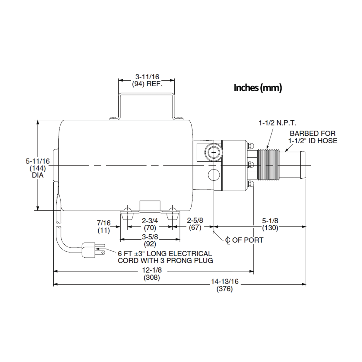 Black Jabsco 18690-0000 Marine Run Dry Heavy Duty Macerator Waste Pump 115-Volt, Marine Model