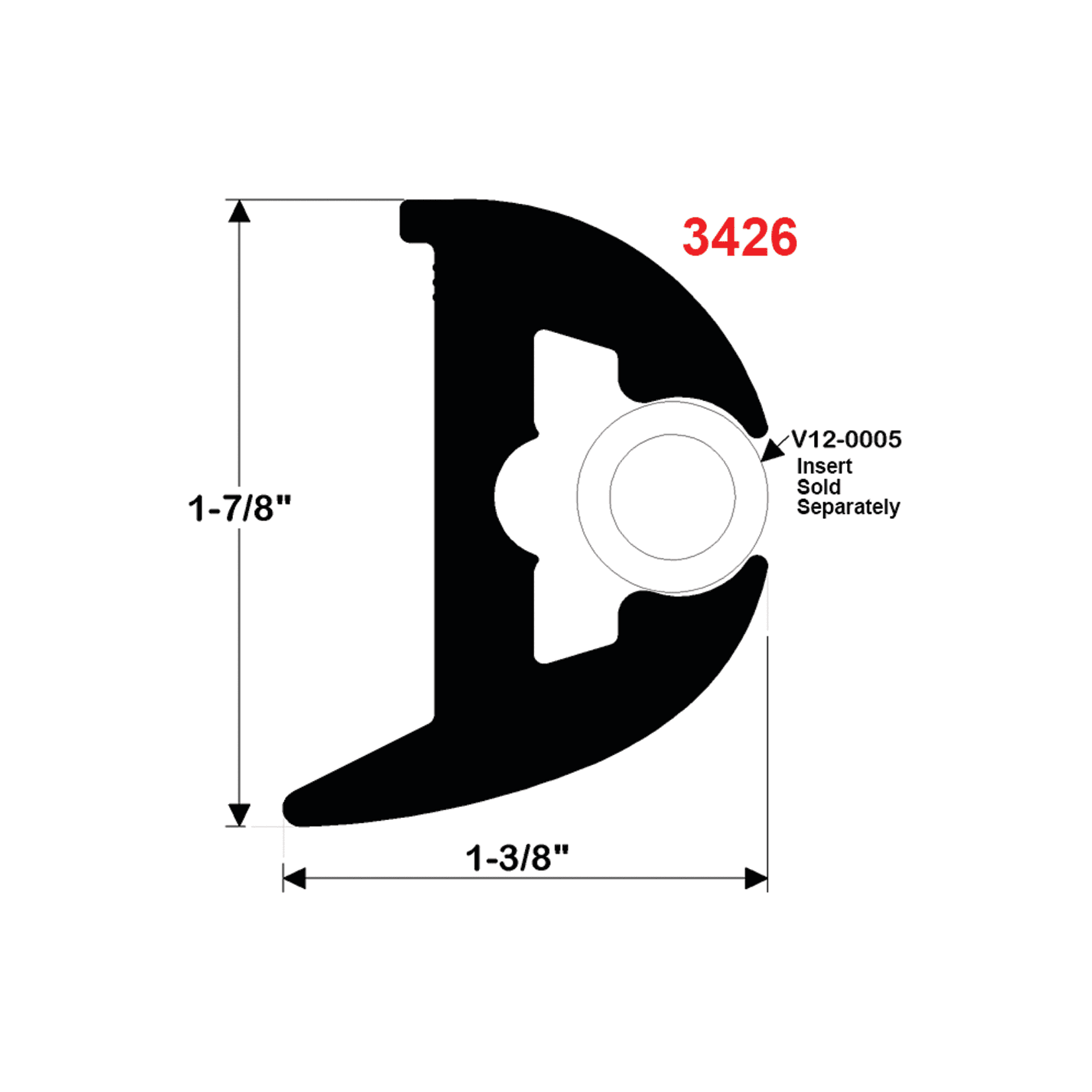 Taco Flex Vinyl Rub Rail Kit - Black W/Black Insert - 50' - 1-1/16