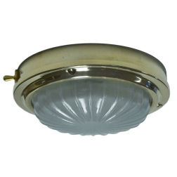 0392 of Davey &amp; Co. 6-3/4" High Profile LED Dome Light - Heavy Brass with Red & Warm White LEDs