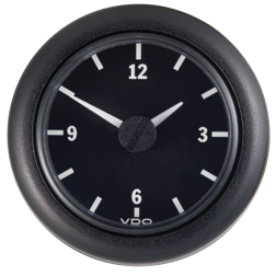 2-1/16" Analog Clock 12V DC - Black Dial
