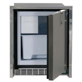 White Ice Maker - Low Profile, Stainless Steel, AC Only, Flush Mount, Door Open