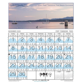 2021 Port Townsend - San Juans Tide Graph Calendar