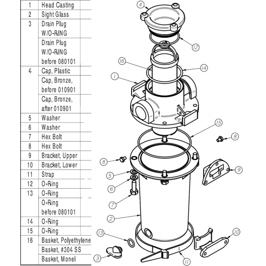ARG Raw Water Strainer Replacement Parts Groco Fisheries Supply