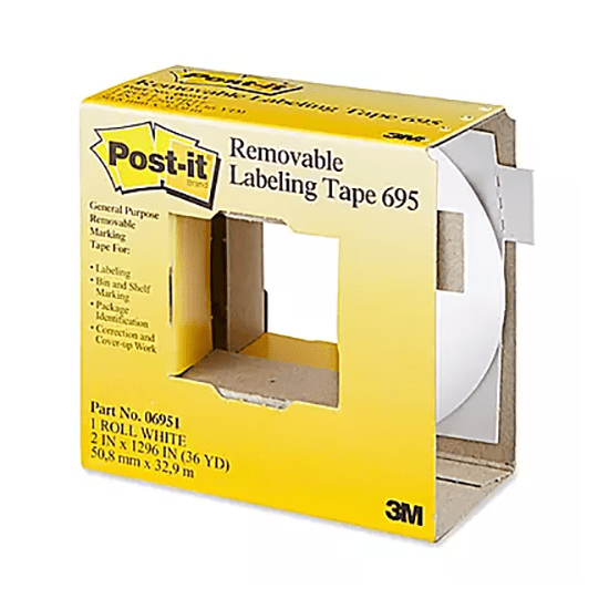 3M 695 Post-it Labeling Tape, 2 in x 36 yds, White