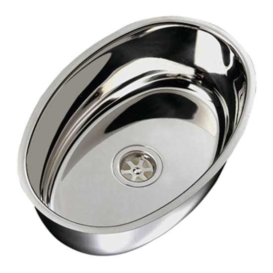 Oval Flat Bottom Sink 151/2" Wide Mirror Stainless Steel Finish