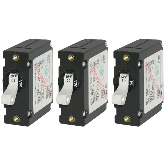 AC/DC AA1 Single Pole Circuit Breakers - White Toggle - Blue Sea ...