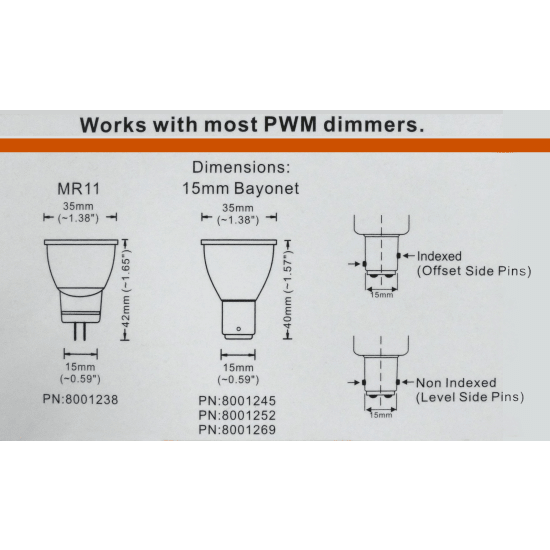 dimensions of Dr LED Magnum LED Double Contact Bayonet Bulb - Non-Indexed
