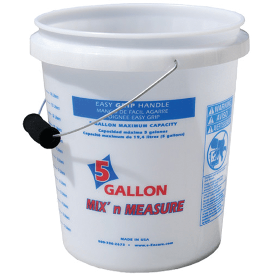 5 gallon of Encore Plastics Mix'n Measure Buckets - Plastic