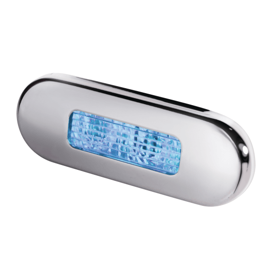 Hella LED 9680 Series Oblong Step Lamp - Blue Lamp, Stainless Trim