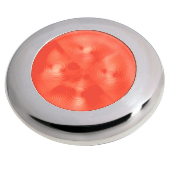 Slim Line LED Round 3" Lamps - Red Light, Stainless Trim