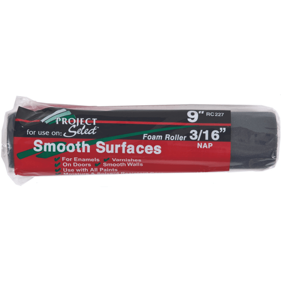 Smooth Foam Paint Roller Cover - 9" x 3/16" Nap