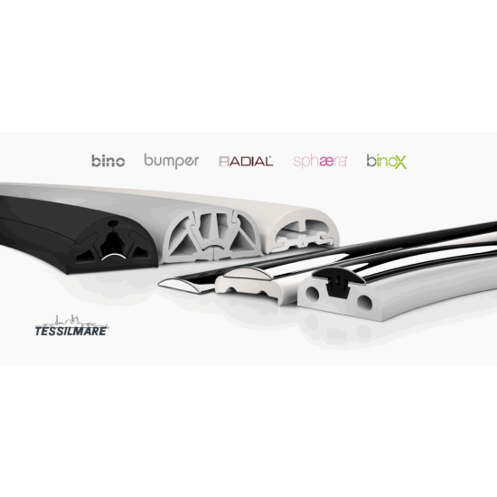 Tessilmare Rub Rail & Bumper Comparison of Tessilmare from Mate USA Sphaera Rub Rail Standard Base w/ Lip Only - White