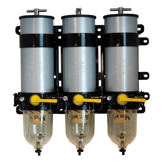 1000FV Triple Turbine Diesel Fuel Filters w/ Heaters, Clear Bowl