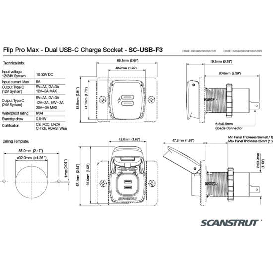 Scanstrut SCUSBF3 Fisheries Supply