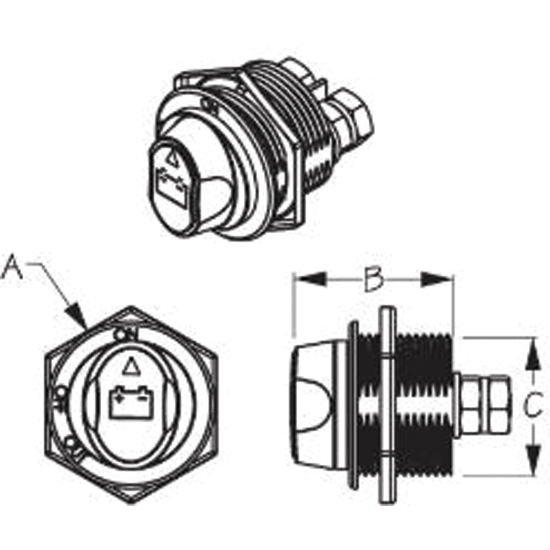 Pactrade Marine Boat Mini Battery Switch With Removable Key - 2 Position ON/OFF POM