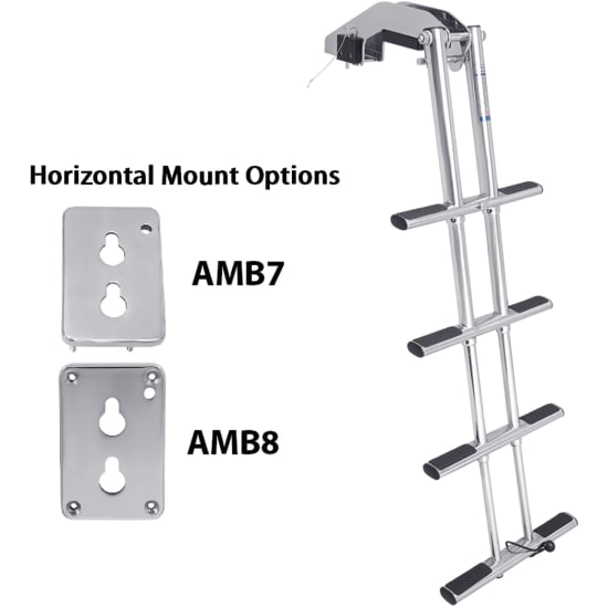 Stainless Steel Telescoping Dive Door Ladder, Floor Mount