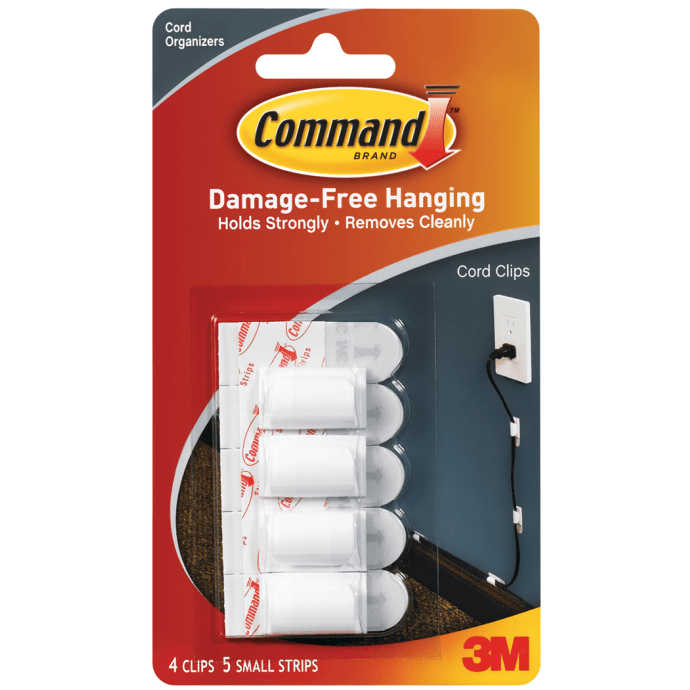 Command 17017 Cord Clips, 4 Clips 5 Strips : Electronics