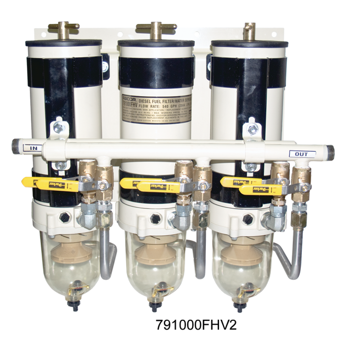 1000 Series Triple Manifold Turbine Diesel Filter with Selector Valves