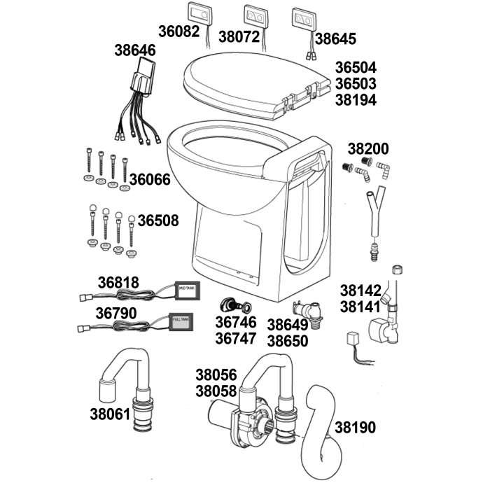 Thetford Tecma Silence Plus Toilet Parts Fisheries Supply