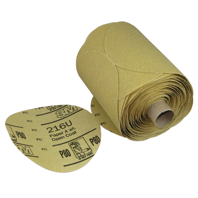 3M 236U Stikit Paper Disc Roll – 6″ Diameter, P150 Grit, Aluminum Oxide, C-Weight, PSA Backing, Gold, For Sanding Paint Primer Metal Plastic