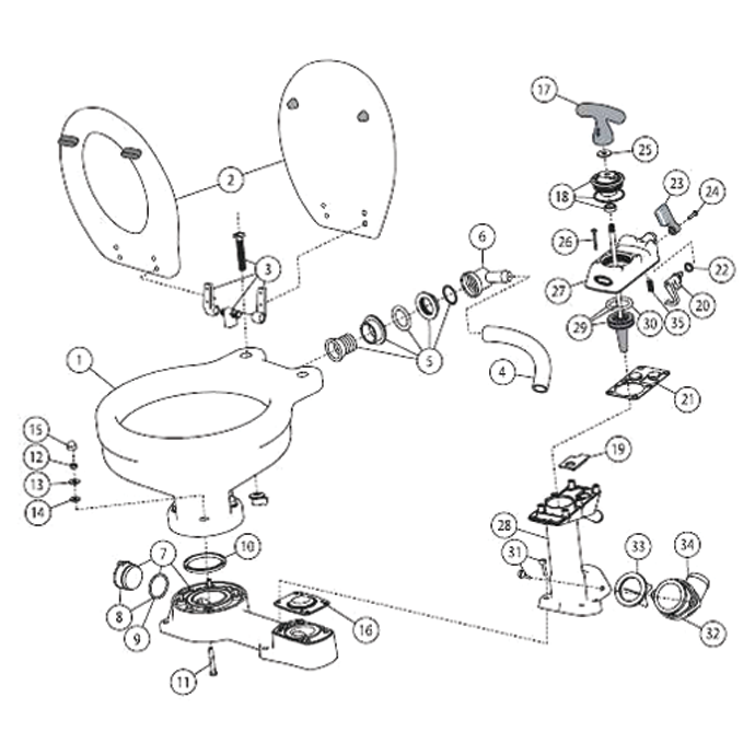 Jabsco Manual Toilet Parts & | Fisheries Supply