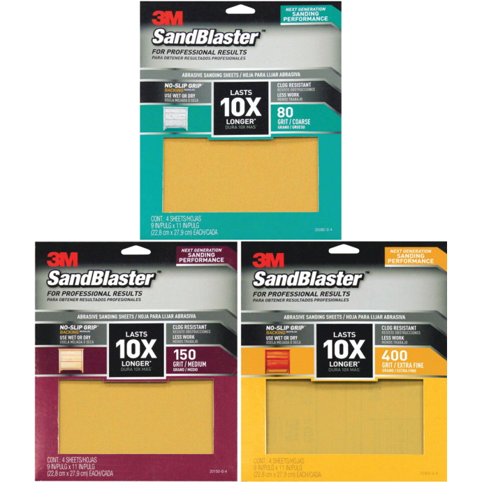 SandBlaster Sandpaper w/ No Slip Grip Backing