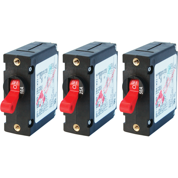 AC/DC AA1 Single Pole Circuit Breakers Red Toggle Blue Sea Systems