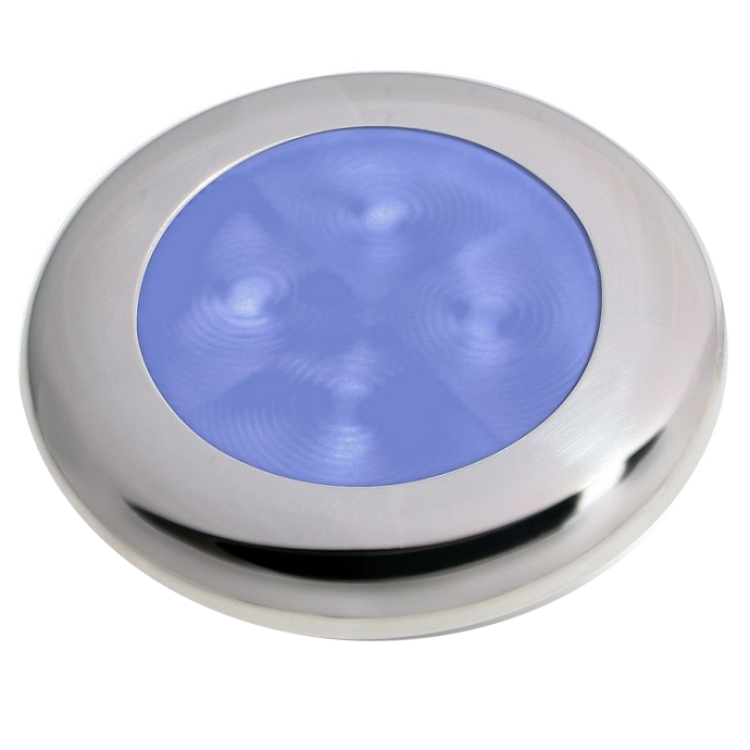 Slim Line LED Round 3" Lamps - Blue Light, Stainless Trim