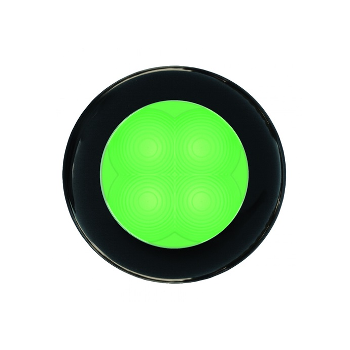 Slim Line LED Round 3" Lamps - Green Light, Black Trim