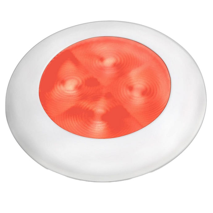 Slim Line LED Round 3" Lamps - Red Light, White Trim