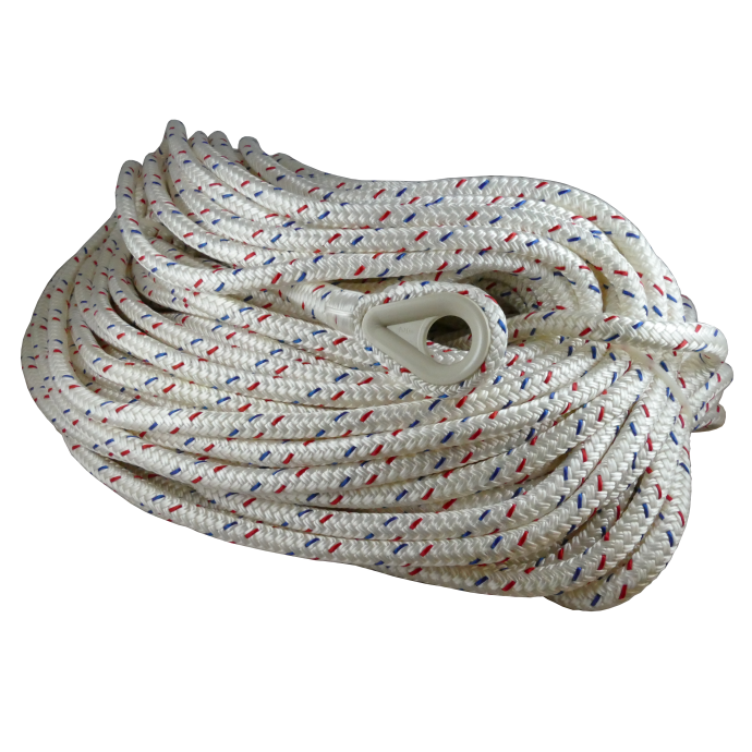 HarborMaster Double Braid Nylon Anchor Line White w/ Red & Blue Tracers