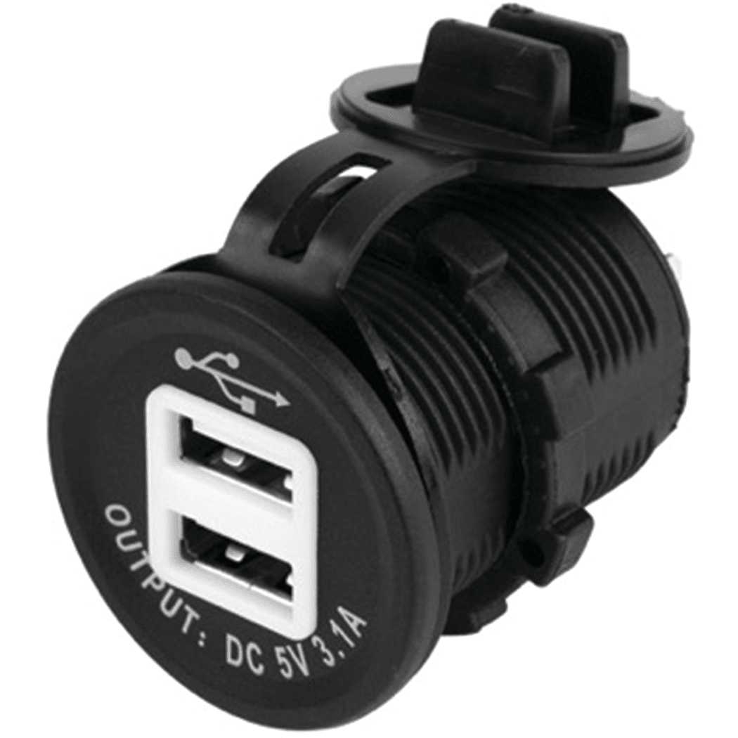 USB Dual Power Socket - Round Style