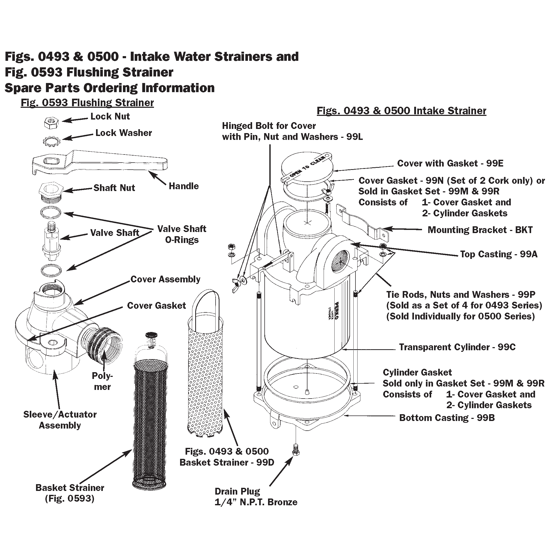 Perko 500 Parts for Water Strainer Fisheries Supply