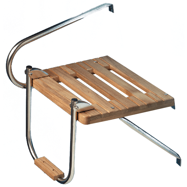 Teak Outboard Platform with Ladder and Mounting Hardware