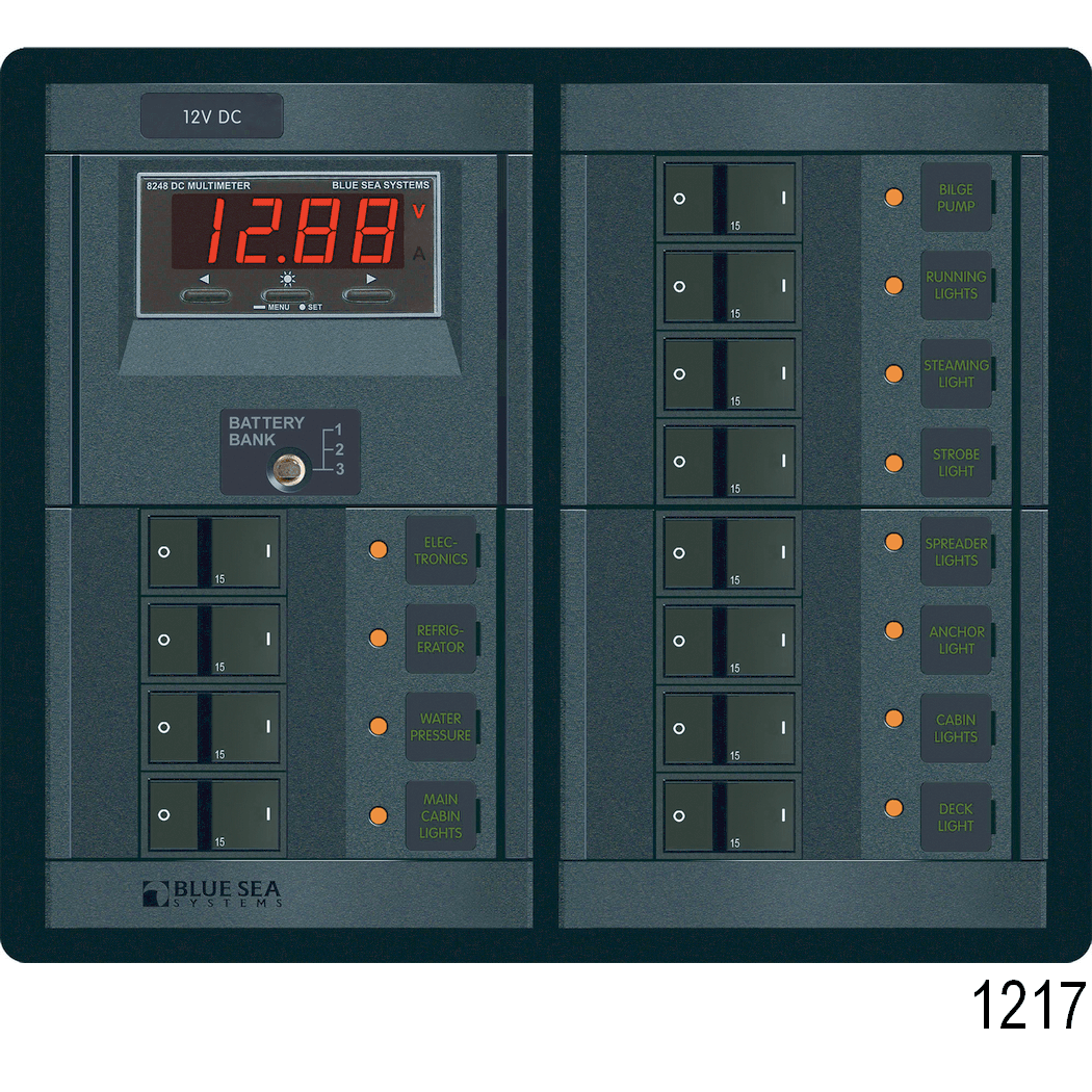 360 Panel System 120V AC/12V DC Circuit Breakers, AC &amp; DC Digital Meters (1 x 30A AC, 1 x 100A DC)
