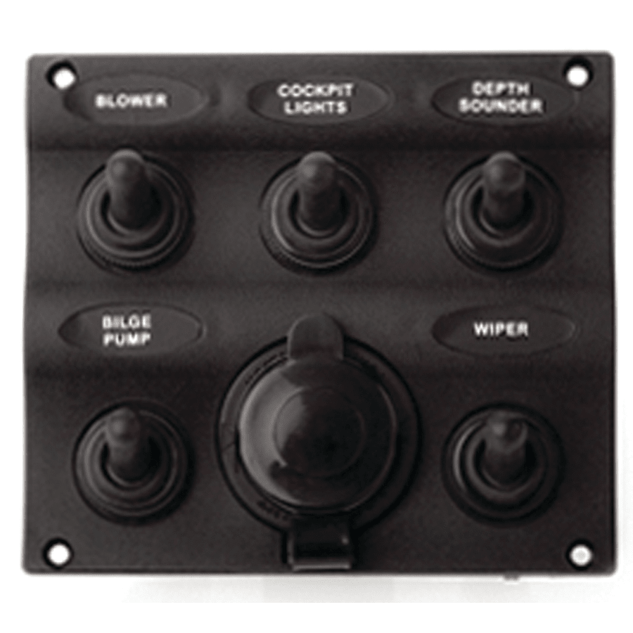 Five Toggle Switch Panel With Power Socket