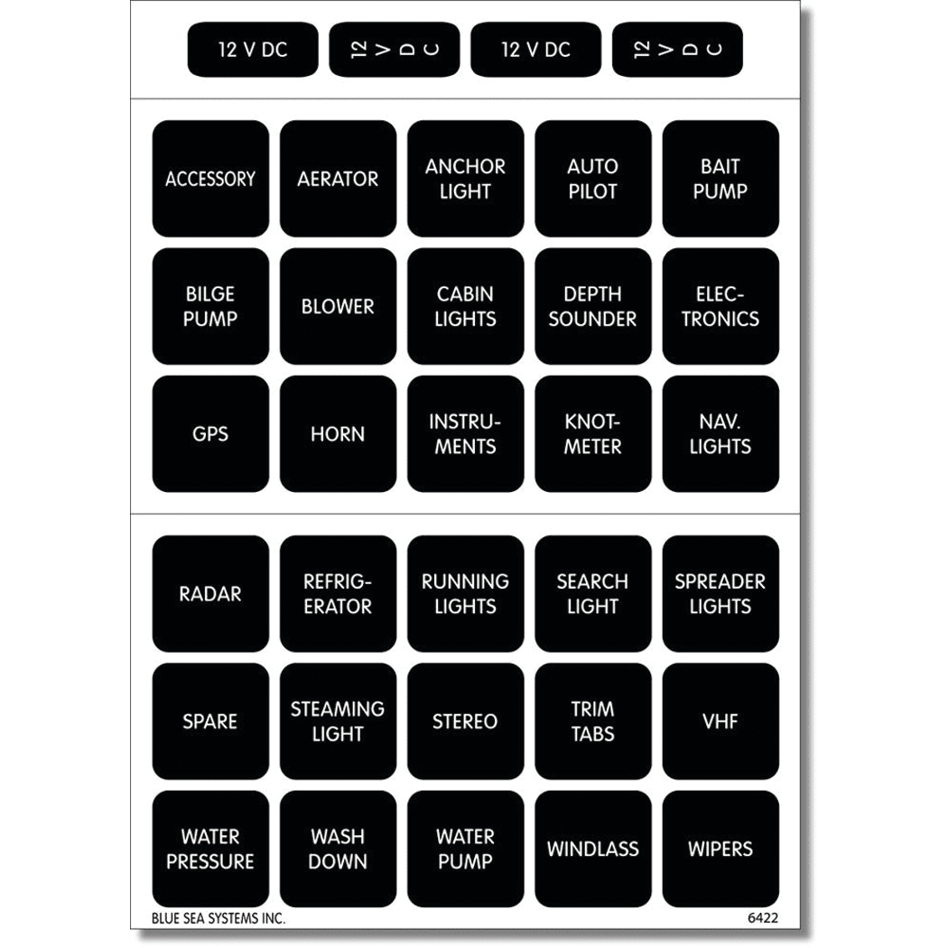 Boat Switch Labels & Marine Electrical Panel Labels Fisheries Supply