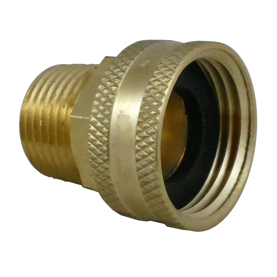 side view of Midland Metals Garden Hose Swivel - FGH x Male NPT