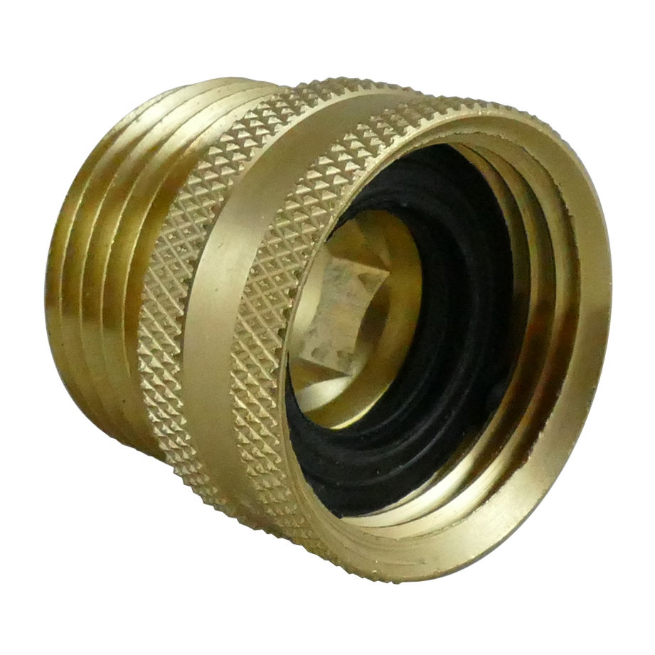 angle view of Midland Metals Garden Hose Swivel - Male x Female
