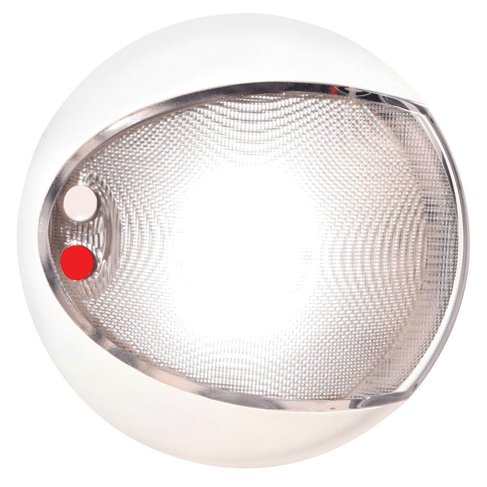 Hella 5" Red / White Surface Mnt EuroLED 130 Touch Dome Light - White Shroud