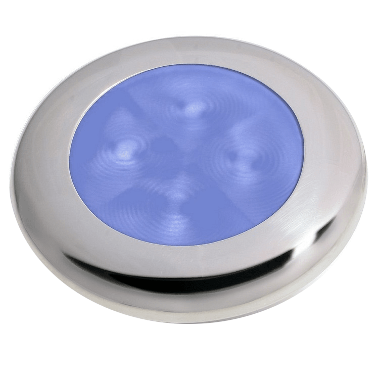 Slim Line LED Round 3" Lamps - Blue Light, Stainless Trim