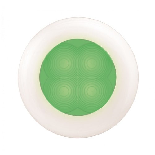 Slim Line LED Round 3" Lamps - Green Light, White Trim