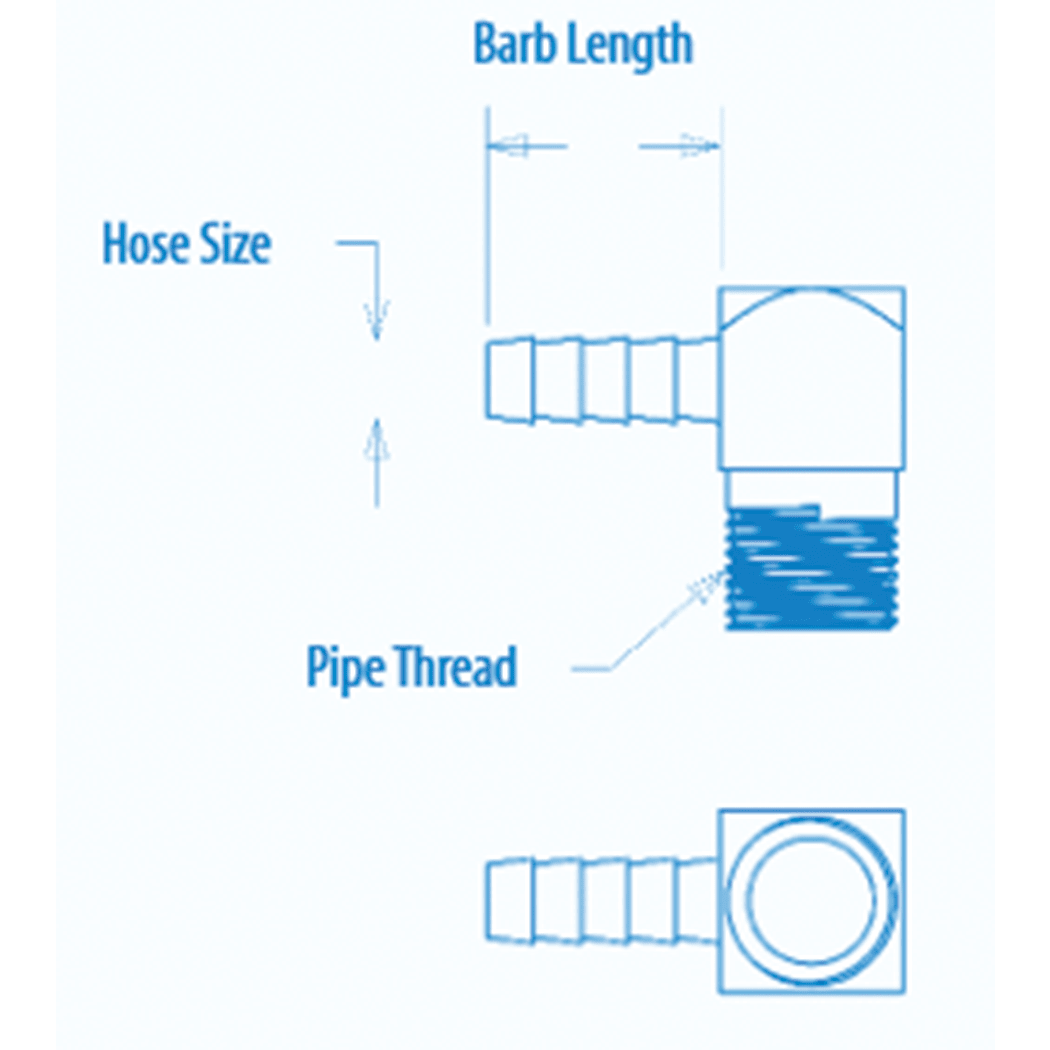 90 Degree Pipe to Hose Fuel Line Fittings
