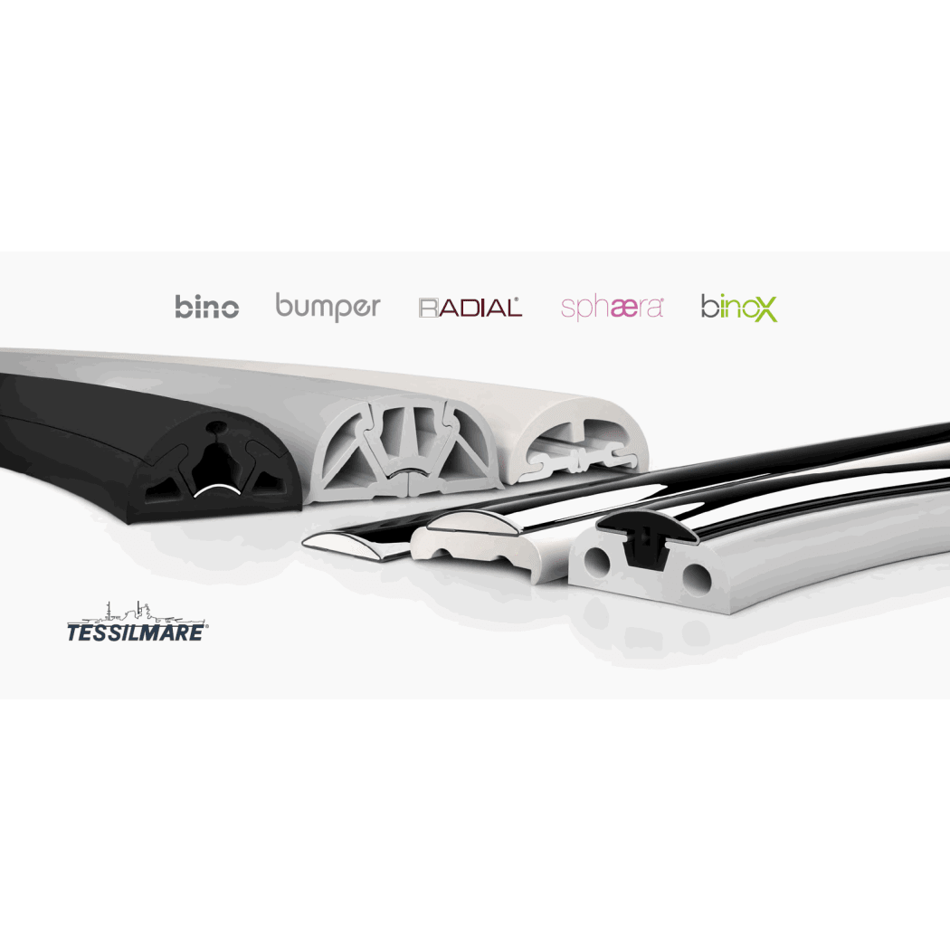 Tessilmare Rub Rail & Bumper Comparison of Tessilmare from Mate USA BinoX Stainless Steel Rub Rail - PVC Base Component Only