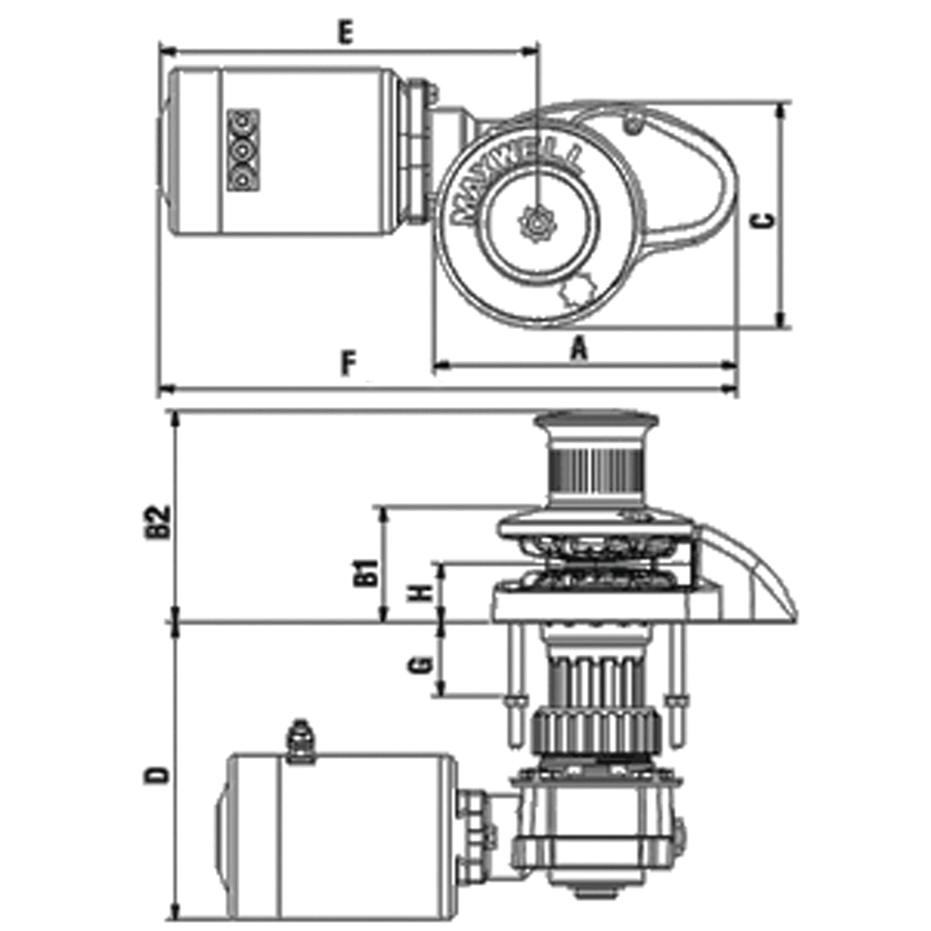 Maxwell RC88 Rope & Chain Windlass Vertical Fisheries Supply