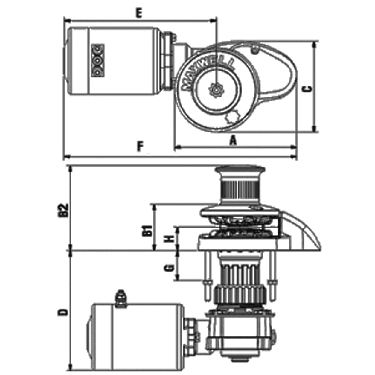 RC88 Vertical Rope Chain Windlass with Capstan