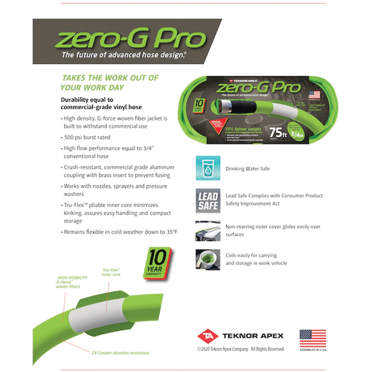 ZeroG PRO Lightweight KinkResistant Garden Hose
