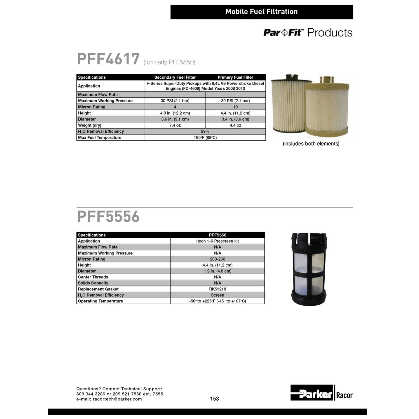 Catalog Page of Racor Ford 6.4L V8 Powerstroke Diesel Fuel Filter Element Kit