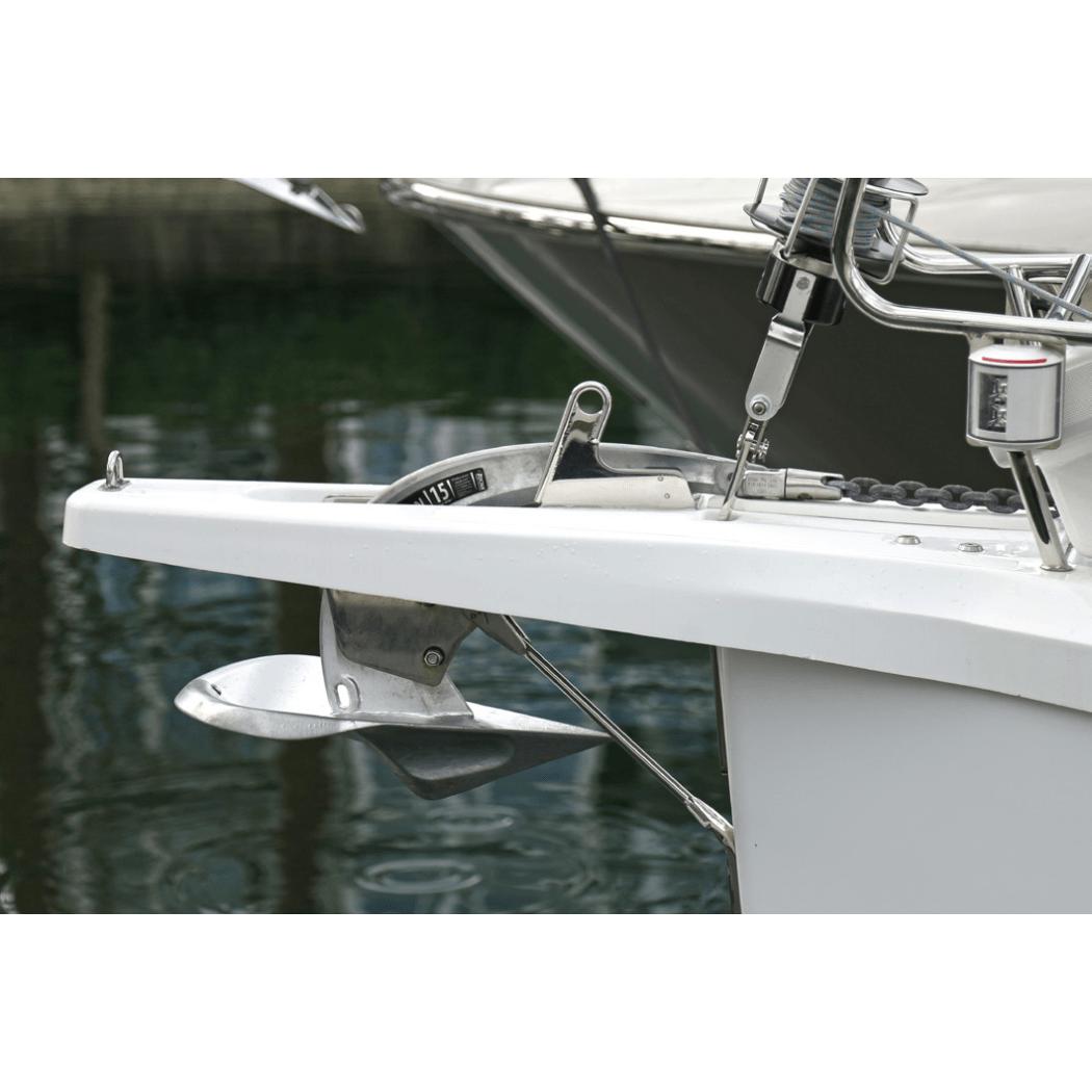 Anchor in Bow Roller of Rocna Anchors Vulcan Anchor - Stainless Steel